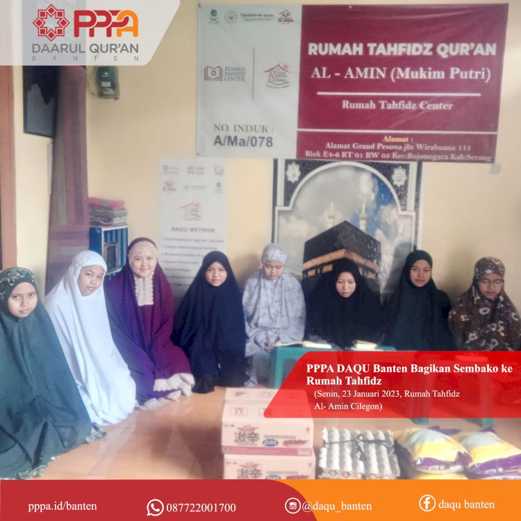 PPPA Daarul Qur'an Banten Bagikan Sembako Ke Rumah Tahfizh Al-Amin Cilegon