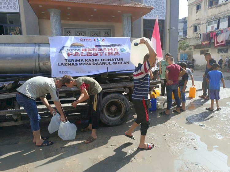 10.000 Liter Air Bersih Jadi Penyaluran Tahap Dua Laznas PPPA Daarul Qur'an untuk Palestina