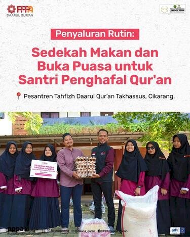 Penyaluran Sedekah Makan dan Buka Puasa untuk Penghafal Qur’an
