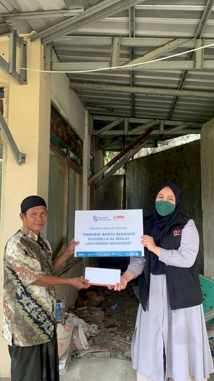 PPPA Daarul Qur'an Sulsel Distrubusikan Bantuan Renovasi Musholla Al Ikhlas Langkeang