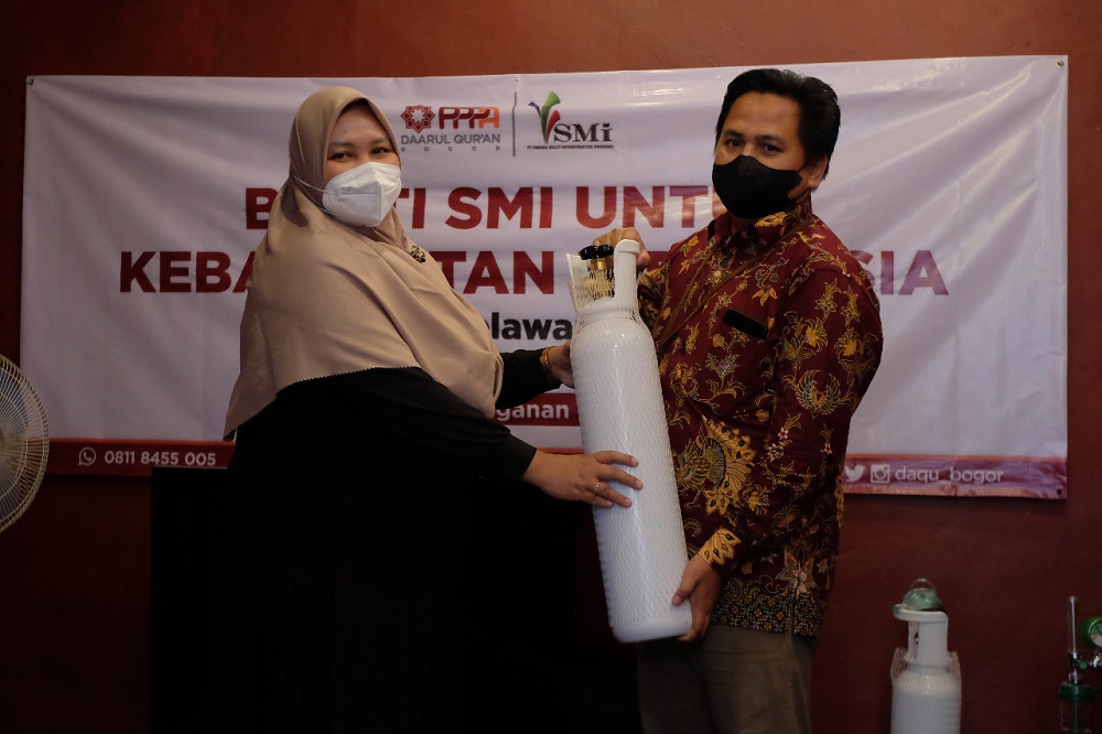 PPPA Daqu Bogor dan SMI Salurkan Tabung Oksigen untuk Rumah Sakit di Bogor